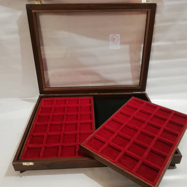 Wooden and glass display case with two for wholesale by Coins&More