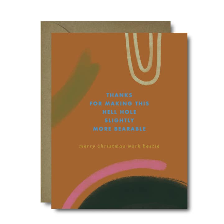 Coworker Hell Hole Christmas Greeting Card for wholesale by Black Lab Studio