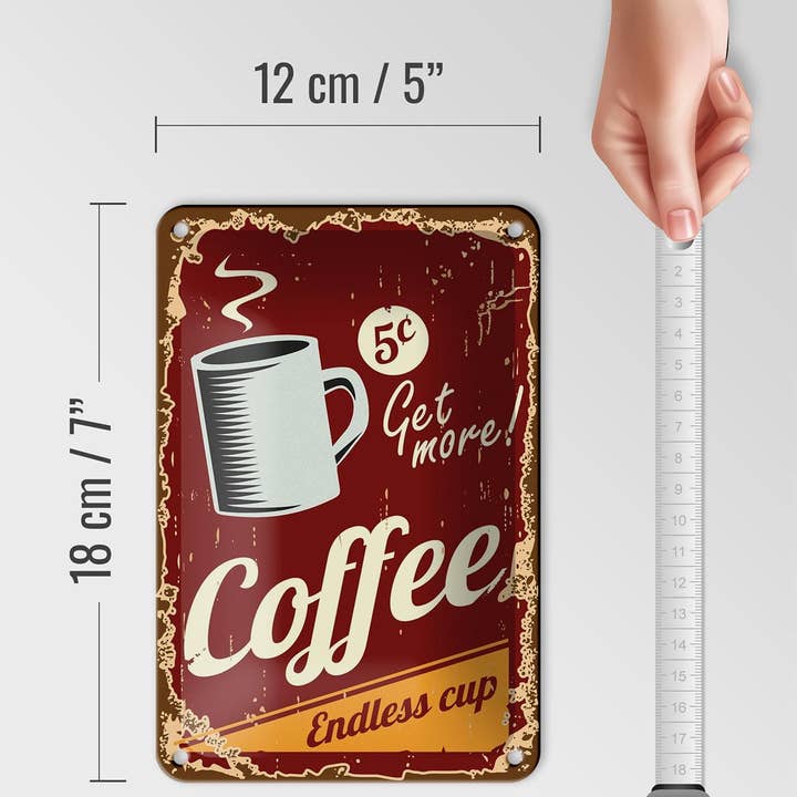 Femer – wholesale Skylt – Retro 12 x 18 cm Kaffe Endlös kopp Metalldekorativ skylt Plåtskylt