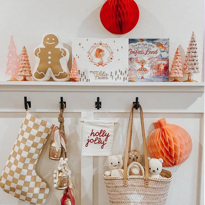 Imani + Kids by Imani Collective - Wholesale Holiday Stocking - Natural Canvas Christmas Stocking, Checkered Taupe Print2