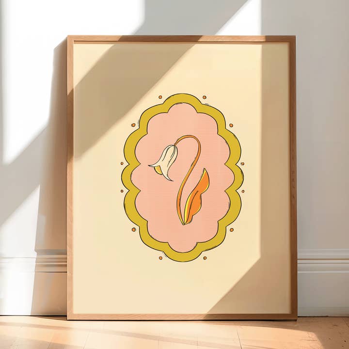 Multi-Color Flower Frame Art Print for wholesale by With Love, Coral