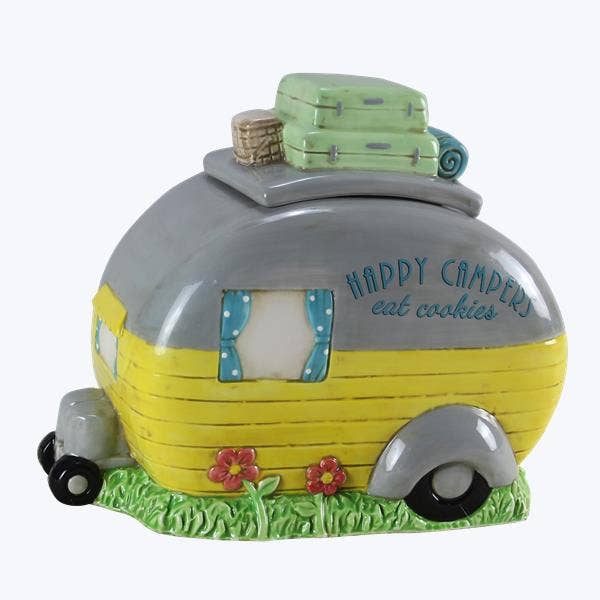 Ceramic Happy Campers Cookie Jar for wholesale by Young's