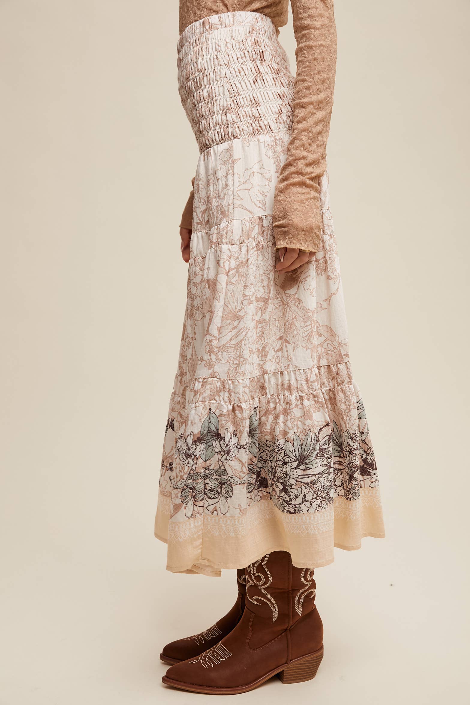 Listicle - Vente Jupe – femme - Jupe longue bohème convertible à smocks & robe bustier24