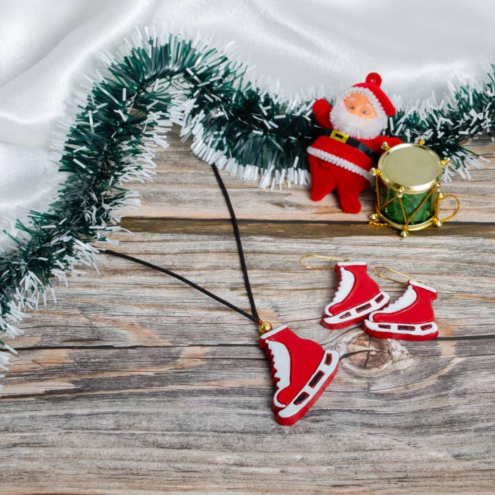 House of Kraft Jewelry & Accessories - Wholesale Jewelry Set - Red Skater Shoe Jewelry Set | Clay Jewelry | Christmas Set1