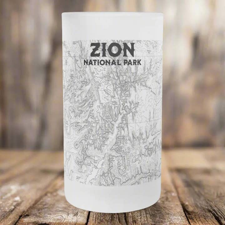 Zion National Park Topografisk Frostad Mugg Pintglas för wholesale av Parks Apparel
