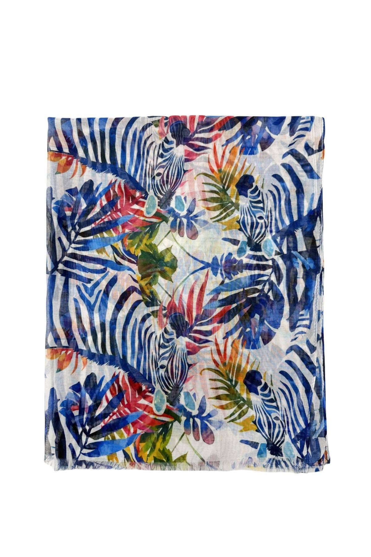 Blanc Écharpe effilochée à imprimé zèbre safari en vente sur Faire1