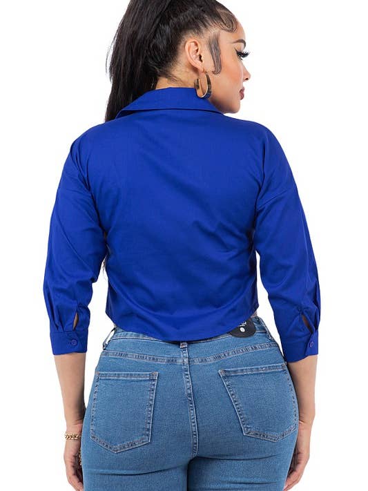 COTTON COLLARED BUTTON DOWN CROP SHIRTS for wholesale by Lemon Tree