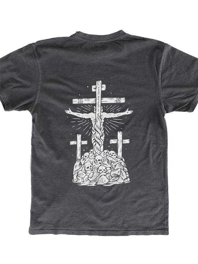 Hope Outfitters - Vendita all'ingrosso Maglietta serigrafata - Unisex - T-shirt con grafica He Overcame Death0