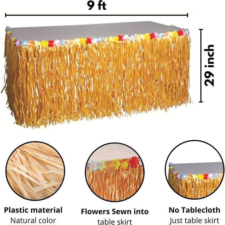 4E's Novelty - Wholesale Decal - Party Decorations - 4E's Novelty 9ft Luau Grass Table Skirt, 2 Pack – Hawaiian Party Decor & Moana Birthday Must-Have2