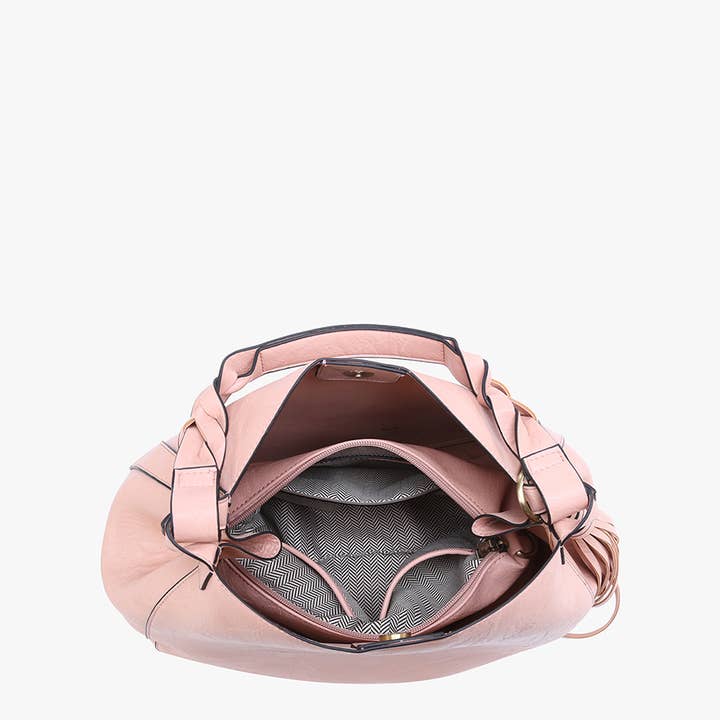 Jen & Co. - Wholesale Shoulder Bag - Women's - M2180 Eloise Large Tassel Hobo w/ Braided Handle