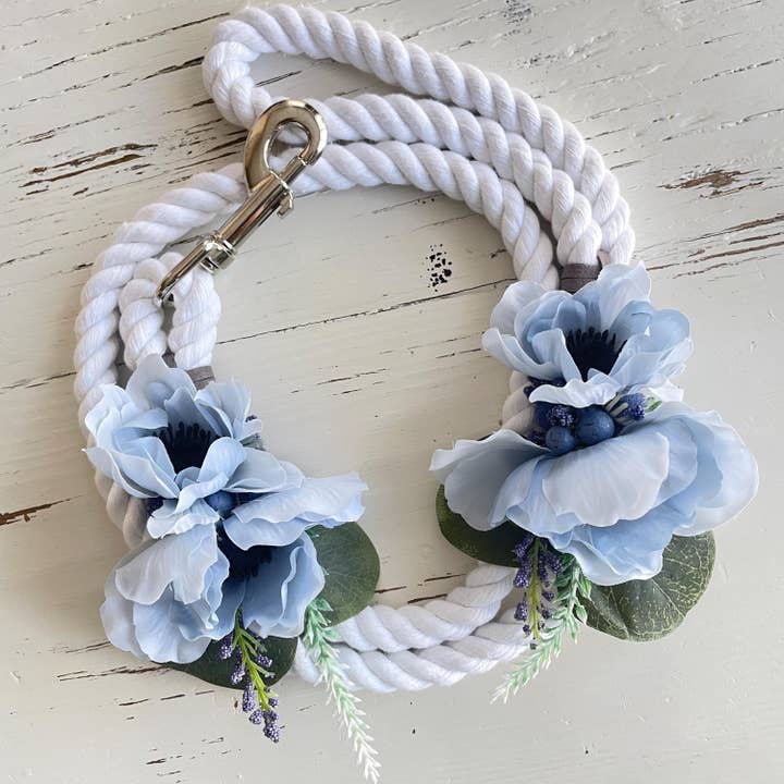 White Cotton Rope Dog Leash: Boho Wedding Flowers for wholesale by Wolf and Wonder