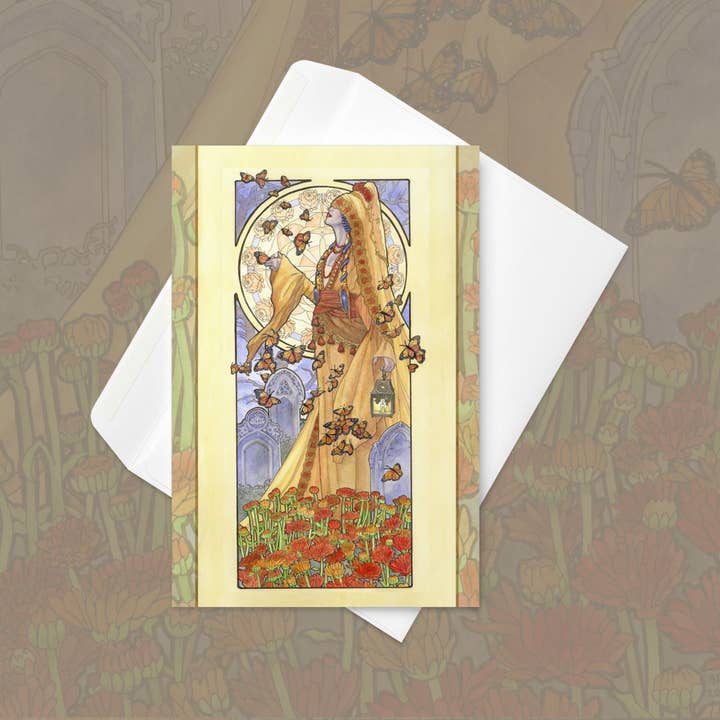 Birthday Greeting Card Art Nouveau Lady of November Goddess for wholesale by Angelic Shades Fine Art
