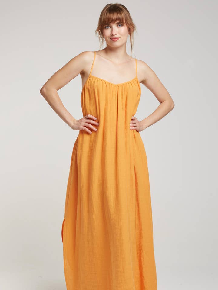 HAILEY - Long dress in cotton gauze for wholesale by Andy & Lucy