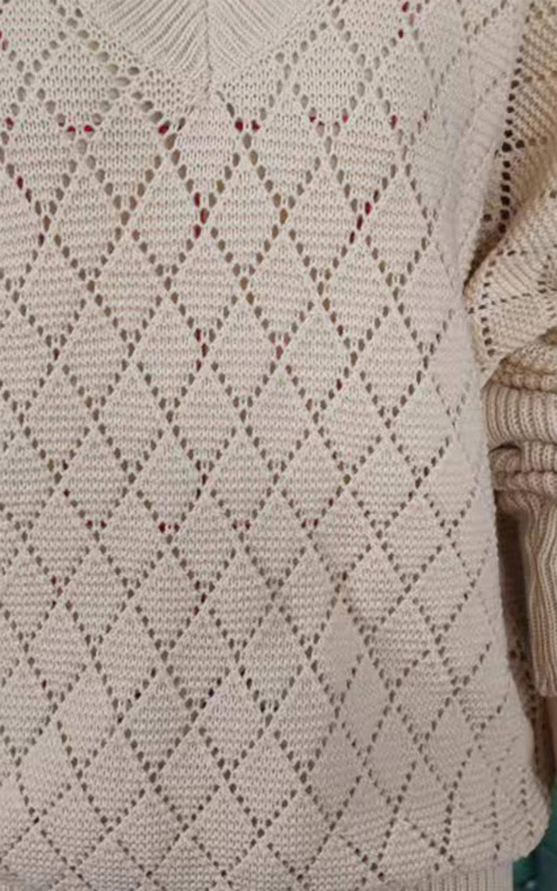 FS Collection (Germany) - Wholesale Knit Sweater - Women's - Pointelle Striped Sheer Jumper In Beige4