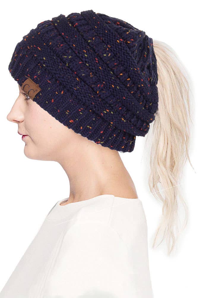 Hana - Wholesale Beanie - Women's - C.C Confetti Ponytail Messy Bun Beanie13