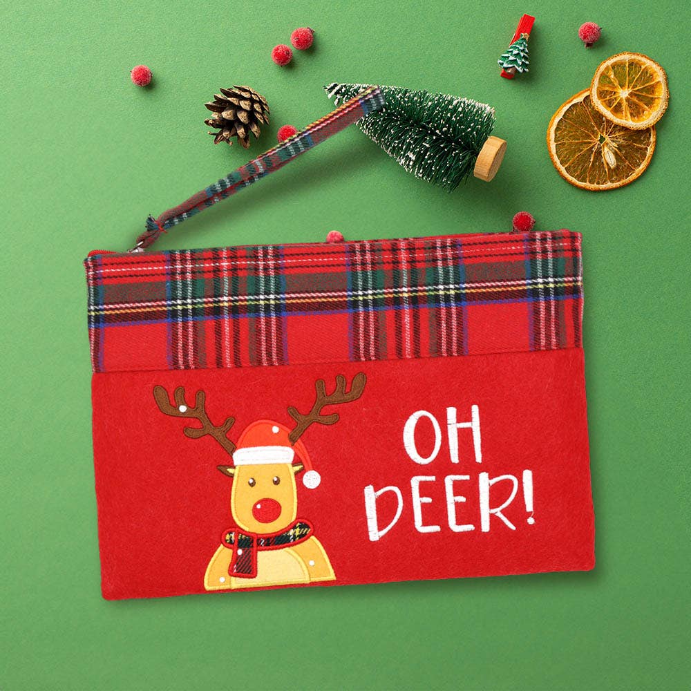 Sensibling Corp. - Wholesale Pouch - Unisex - Oh Deer Letter Reindeer Christmas Pouch Bag0