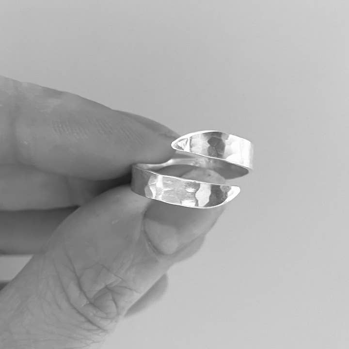 Verve Jewellery – wholesale Band/stacked ring – Adjustable sterling silver ring, wave ring, one size ring,1