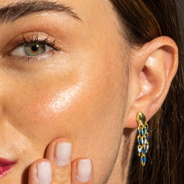 Luxenter - Wholesale Dangle Earrings - Pendientes Luxenter de Plata de Ley 925 y Lacado Azul acabado oro 18k - Shione3