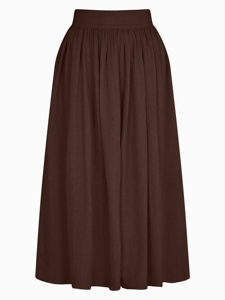 The Paulina Midi Skirt in chocolate for wholesale by arkitaip