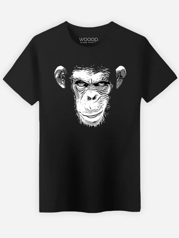 Camiseta masculina preta Evil Monkey por atacado de Wooop