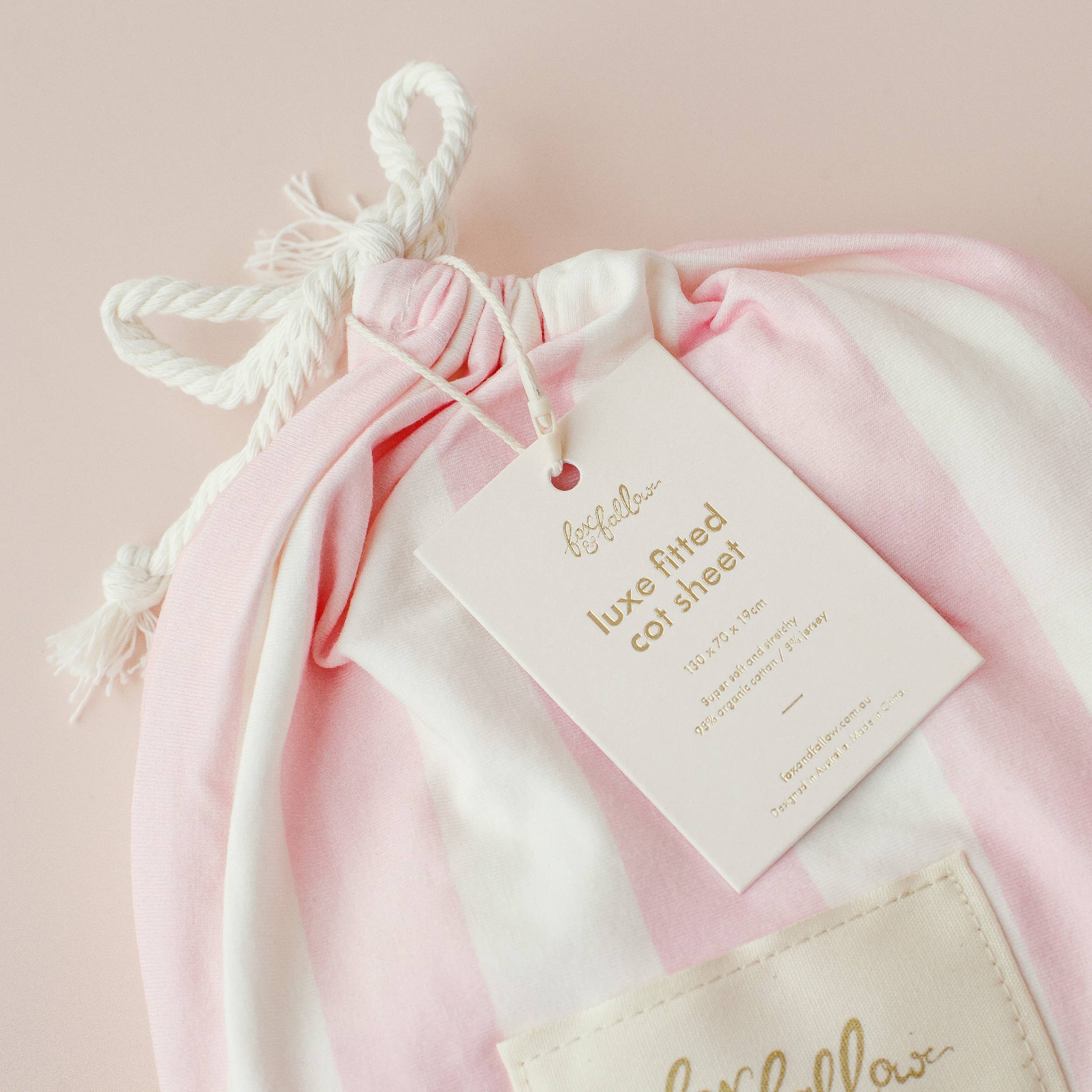 Fox & Fallow - Wholesale Cot/crib sheets - Petal Stripe Organic Fitted Cot Sheet3