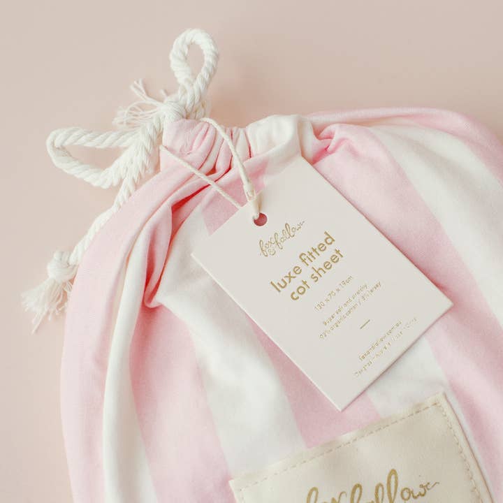 Fox & Fallow - Wholesale Cot/crib sheets - Petal Stripe Organic Fitted Cot Sheet3