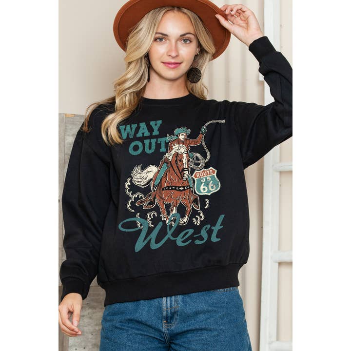 Amused by Blue - Wholesale Sweatshirt - Women's - Route 66 - Crewneck Sweatshirt