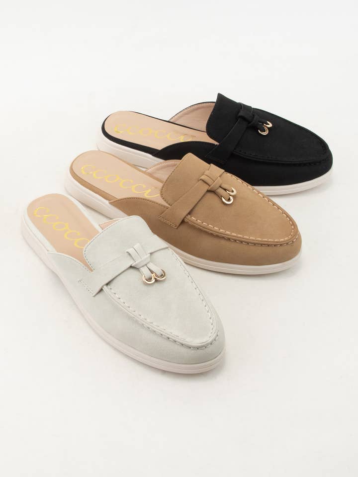 CCOCCI – wholesale Tofflor - Dam – IRENE KNUT MED METALLISK CHARMDEKOR SLIP ON LOAFER MULE