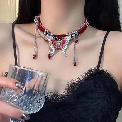 Butterfly Imitation Pearl Alloy Plush necklace wholesale for wholesale by Gooddiy