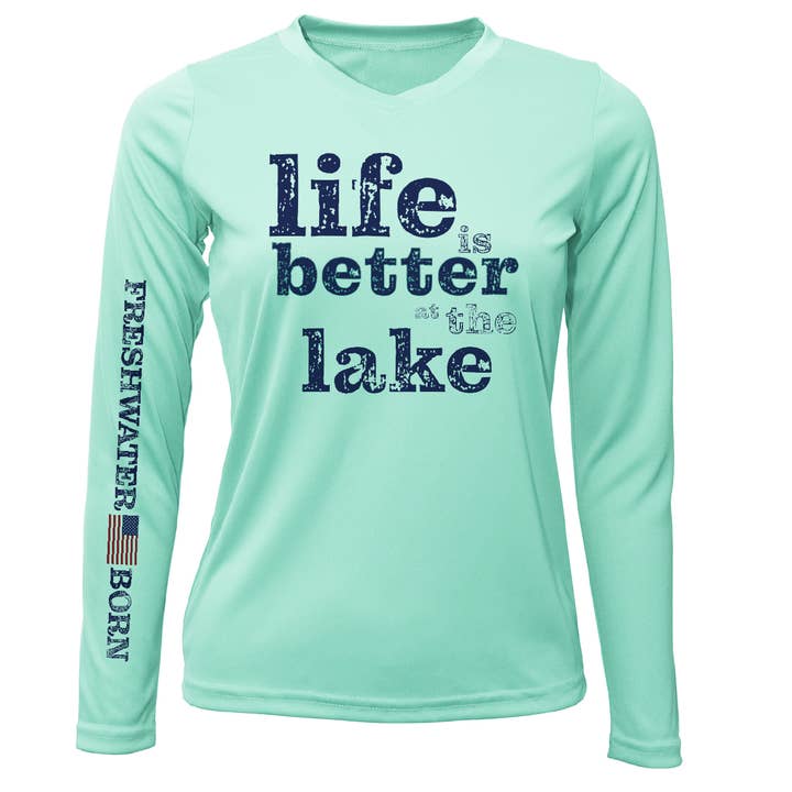 Florida ”Life is Better at the Lake” Långärmad UPF 50+ Dry-Fit skjorta för kvinnor för wholesale av Saltwater Born