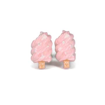 Boucles d'oreilles clous sucette rose, 11 mm pour la vente par Pretty Smart