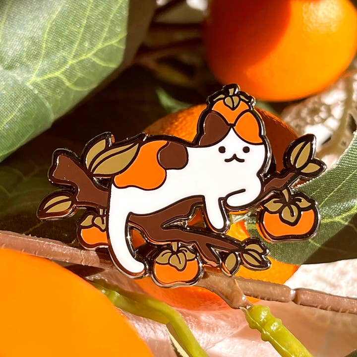 Bandage Brigade - Wholesale Lapel Pin/Button - Persimmon Cat Pin