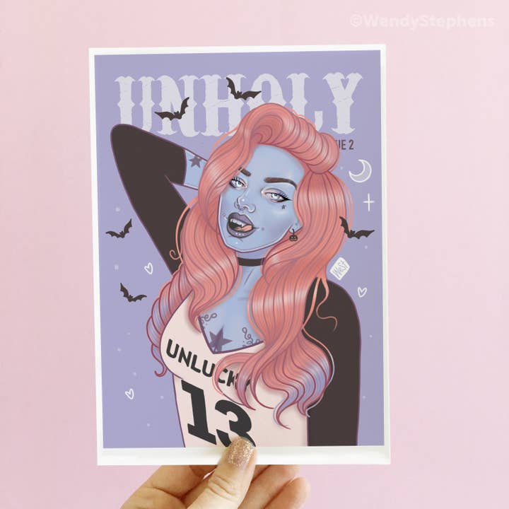 Unholy Vampire Monster Girl Gothic Art Print for wholesale by Wendy Stephens Art