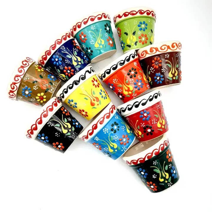 Macetas suculentas de cerámica turca, 60 unidades, surtidas para venta al por mayor de Mediterranean Collection