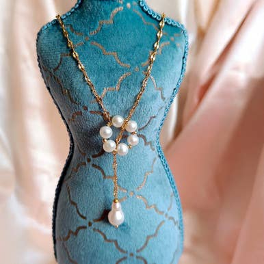 Floral Elegance - Pearl Y Lariat Necklace for wholesale by Pompon La Tulipe