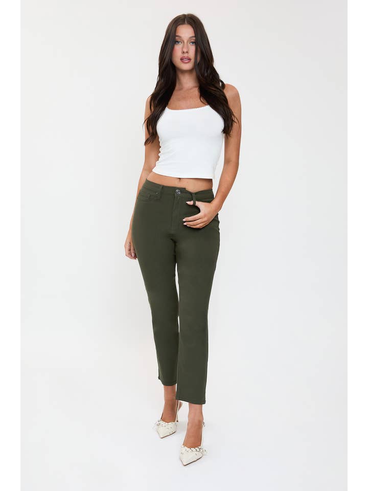 YMI – wholesale Byxor - Dam – Högmidjade Hyperstretch Beskurna Raka Byxor-P04123135