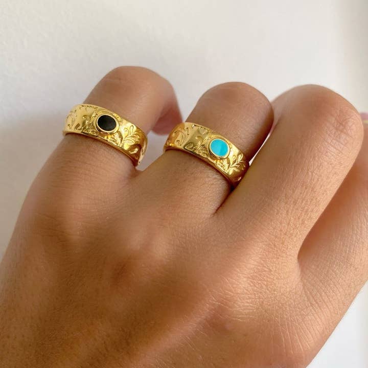 Christina Christi – Großhandel Cocktail-/Statement-Ring – Statement-Ringe mit Steinen, breite goldfarbene handgefertigte Ringe