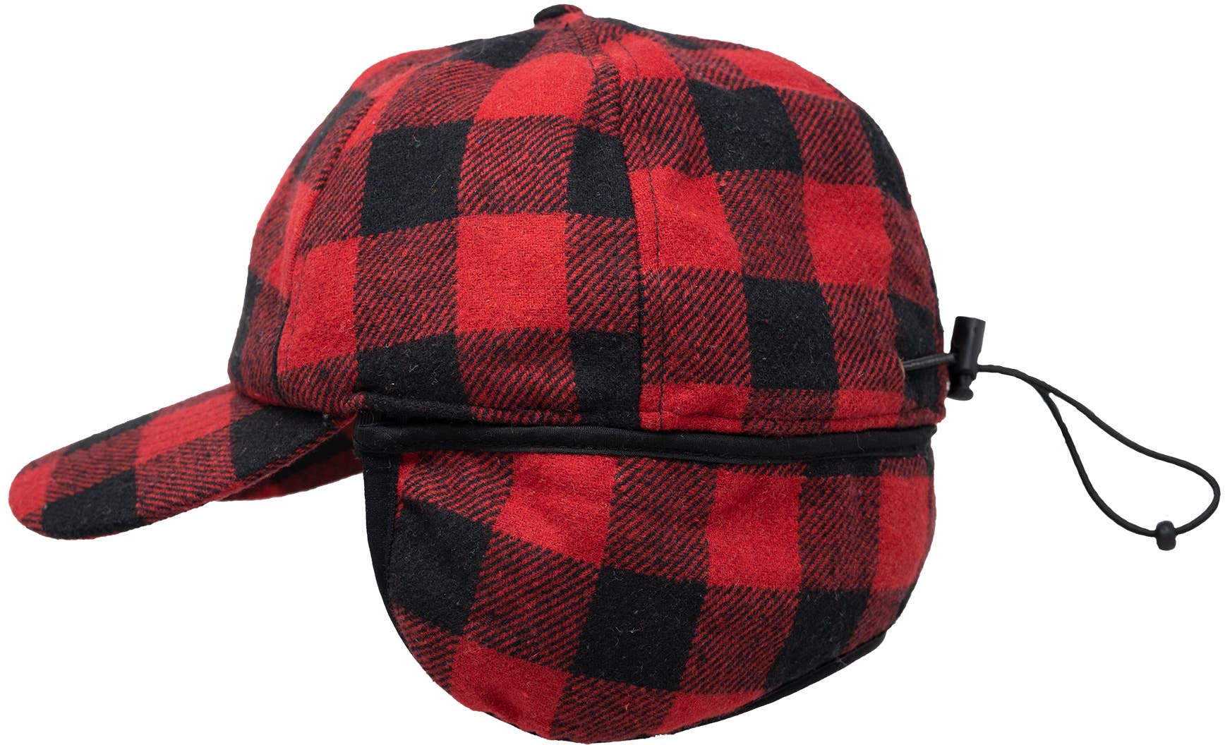 Funky Junque - Wholesale Trapper/Bomber Hat - Men's - Wool Earflap Trapper Hat - Buffalo Check - Red/Black4