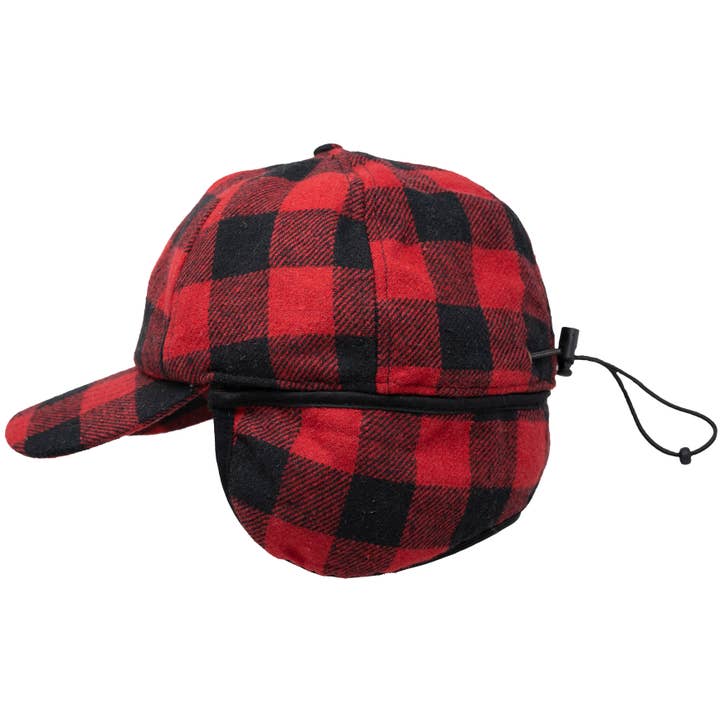 Funky Junque – Engroshandel Trapper-/bomberhat – til mænd – Uld Earflap Trapper Hat - Buffalo Check - Rød/Sort4