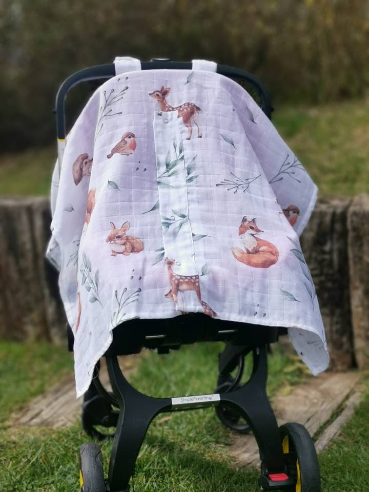 Little Forest - Muslin Stroller Cover for wholesale by Baby Laurel Organics