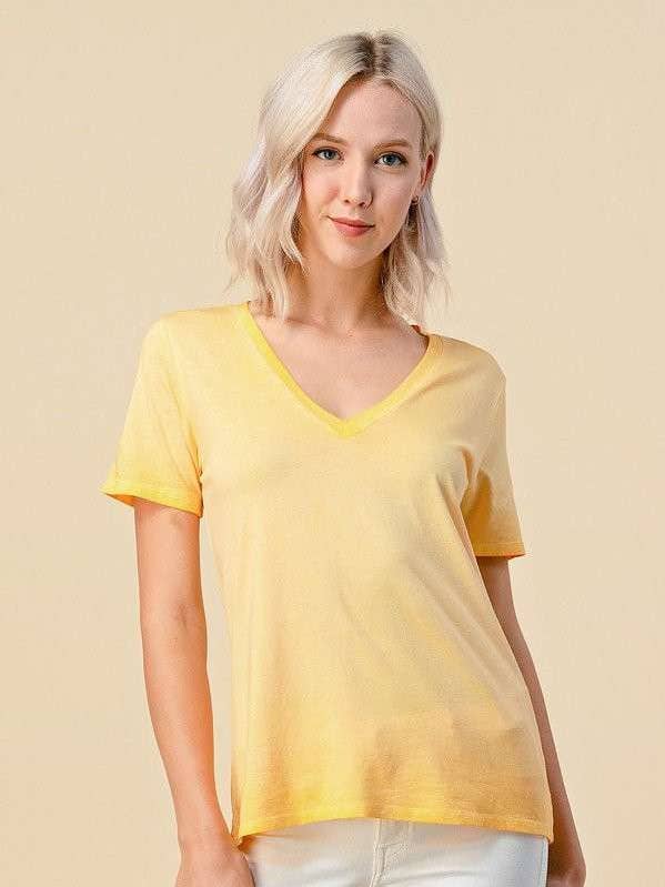 JT37531DW - DIRTY LAUNDRY V-NECK SOFT COTTON/RAYON TOP for wholesale by Heart & Hips