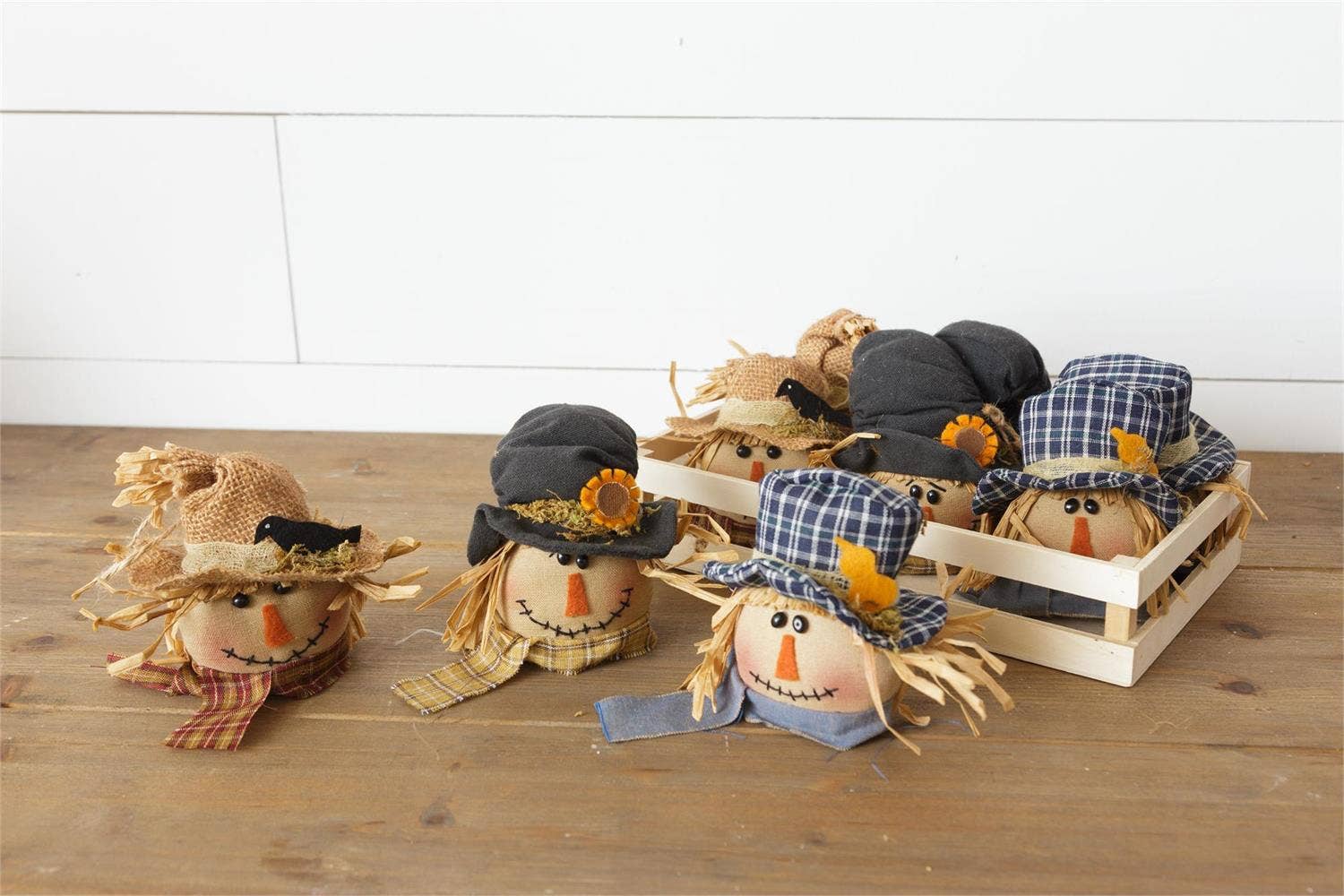 Audrey's Home & Gift – Großhandel Verzierungs-Set – Dekofigur „Vogelscheuchenkopf“, 9 Stück, 9 Stück1