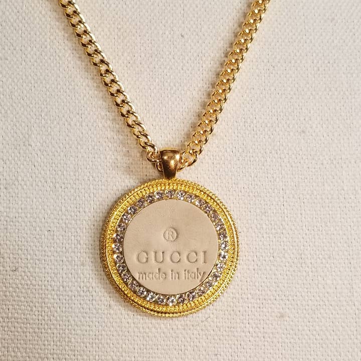 Upcycled Always & Forever accessories - Wholesale Pendant/Charm Necklace - Upcycled GG heatstamp necklace 18k gold plated