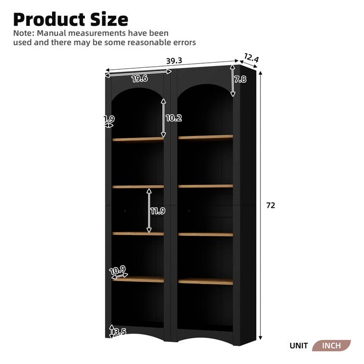 HOMYCASA DESIGN INC - Vente Bibliothèques - Ensemble de 2 bibliothèques à 5 niveaux de style rustique avec étagères réglables15