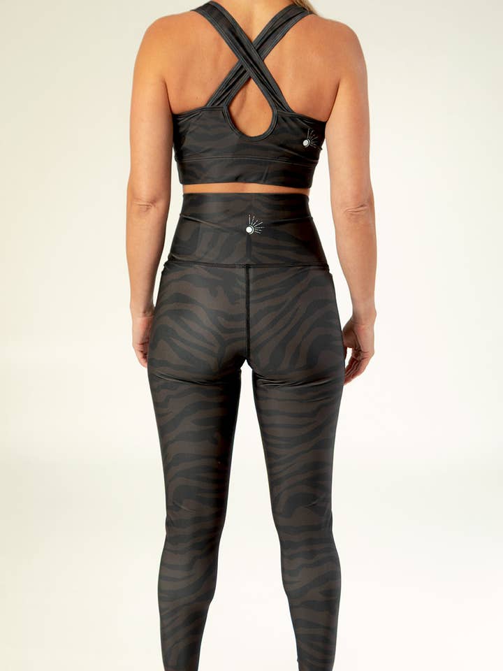 Brun och svart zebramönstrad blommig leggings för wholesale av LUZ COLLECTIONS