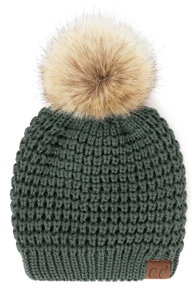Hana - Wholesale Beanie - Women's - C.C Waffle Stitch Pattern Pom Beanie14