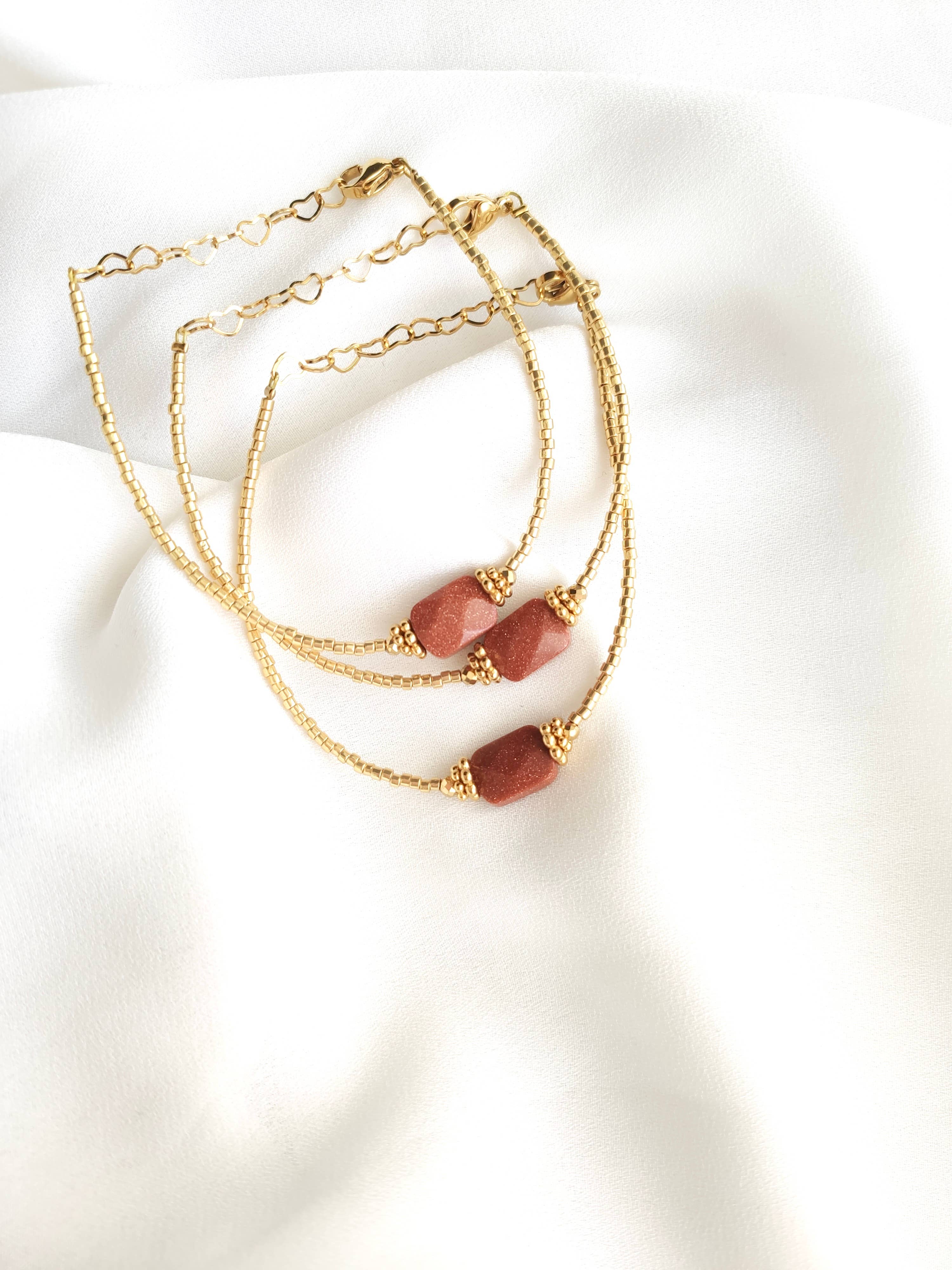 L'Atelier d'Artémis - Venta al por mayor Pulsera de cuentas - Pulsera OLYMPE con cuentas Miyuki chapadas en oro y piedras naturales4