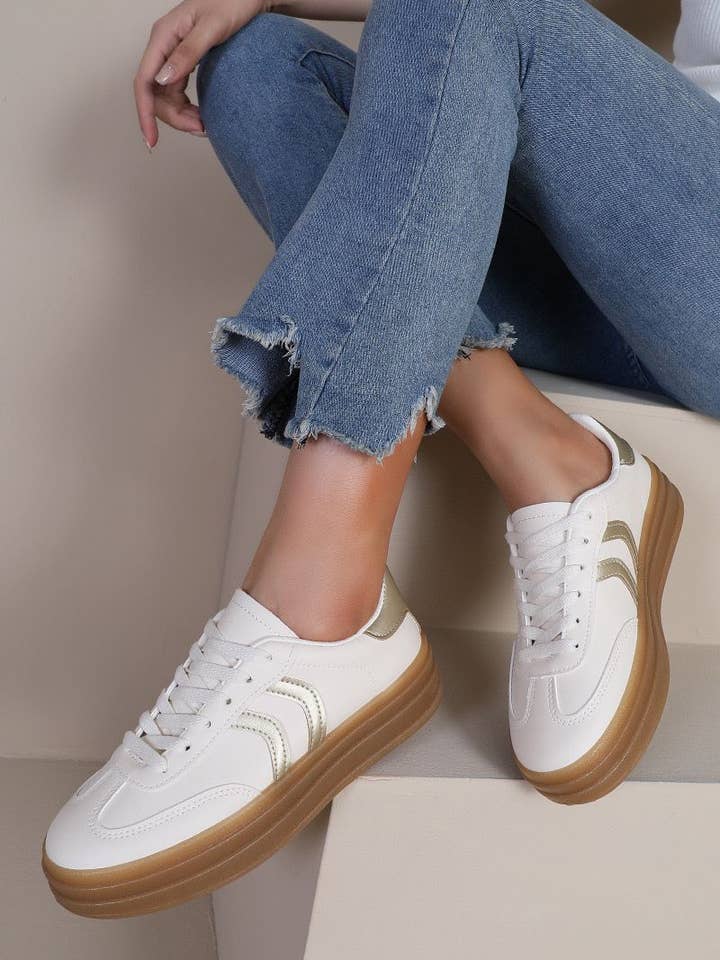 No Doubt Shoes – wholesale Lifestyle trainers – Women′s – WOMEN'S CURVE STRIPE THICK SOLE LACE UP SNEAKERS3