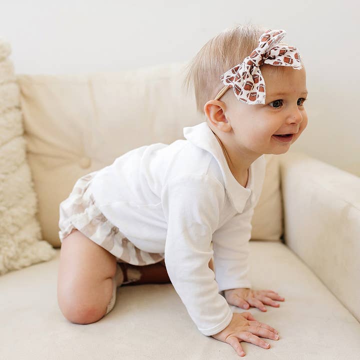 Golden Dot Lane - Wholesale Hair Bow - Kids - Football Serged Gauze Hair Bow3