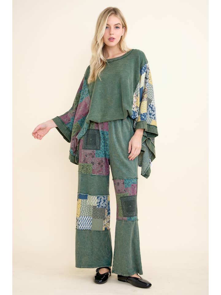 J.Her - Wholesale Poncho - Women's - Mineral Washed Boho Patch Poncho top HT6651 10